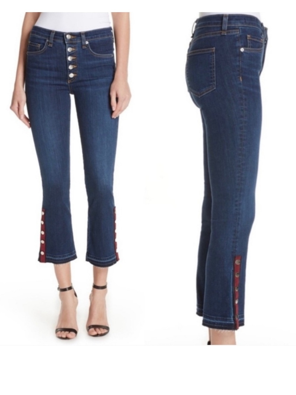 Veronica Beard Carolyn 10" Baby Boot Jeans - Dark Sea w/ fray Size 26 USA Made
